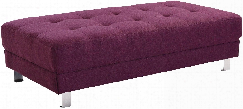 Milan Collection G447-o 57" Ottoman With Tufted Design Chrome Metal Legs And Twill Fabric Upholstery In Berry