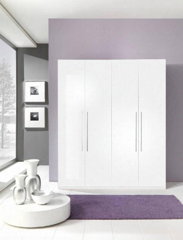 Momo Collection I4971 68" Wardrobe With 4 Doors Silver Metal Handles And Wood Construction In White