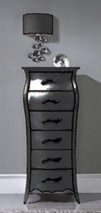 Nelly Collection I10418 22" Chhest With 6 Drawers Decorative Metal Hardware Tapered Legs And Wood Construction In Black