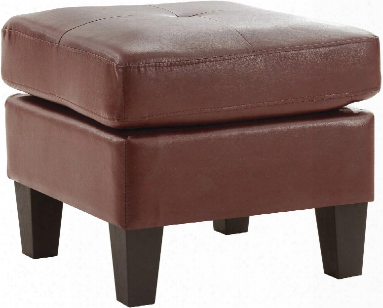 Newbury Collection G467-o 23" Ottoman With Tufted Cushion Square Shape Tapered Legs Pocket Coil Spring Seat Cushions And Faux Leather Upholstery In Brown