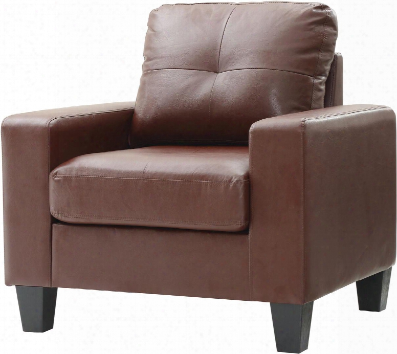 Newbury Collection G467a-c 35" Club Chair With Tufted Cushions Track Arms Tapered Legs Pocket Coil Spring Seat Cushions And Faux Leather Upholstery In Brown