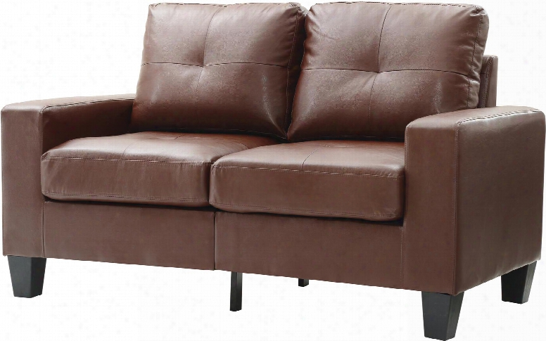 Newbury Collection G467a-l 58" Modular Loveseat With Tufted Cushions Track Arms Tapered Legs Pocket Coil Spring Seat Cushions Andd Faux Leather Upholstery In
