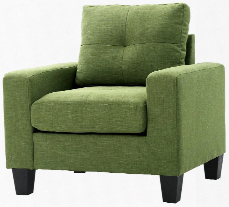 Newbury Collection G476a-c 35" Club Chair With Track Arms Tapered Legs Tufted Cushions And Twill Fabric Upholstery In Green