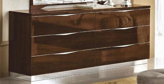 Onda Collection I10472 68" Double Dresser With 6 Drawers Made In Italy And Wood Construction In Walnut