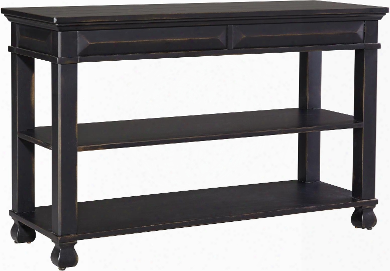 Passages Collection 29016 48" Console Table With Planked Table Excel Decorative Molding Details 2 Bottom Shelves And Worn-through Distressing In Vintage