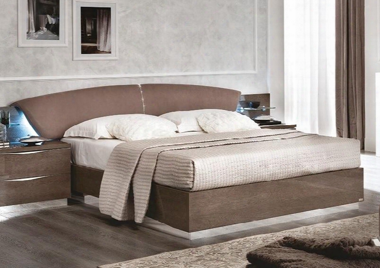 Platiunm Collection I16439 Queen Size Drop Bed With Eco-leather Headboard Vertical Center Swarovski Insert Made In Italy And Wood