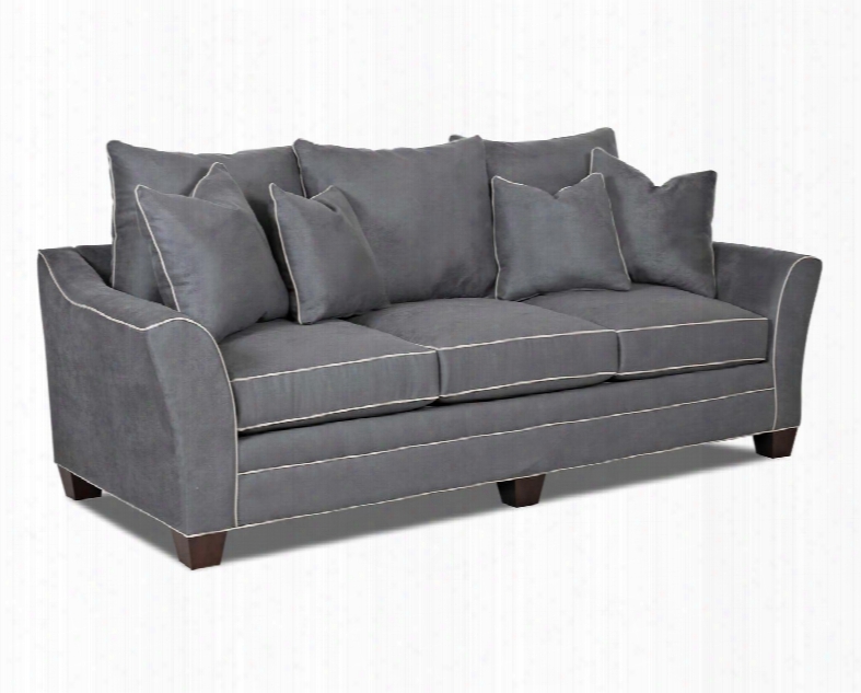 Posen Collection 83800-s-mc 99" Sofa With Curved Track Arms Tapered Block Feet Four Arm Pillows And Polyester Fabric Upholstery In Microsuede