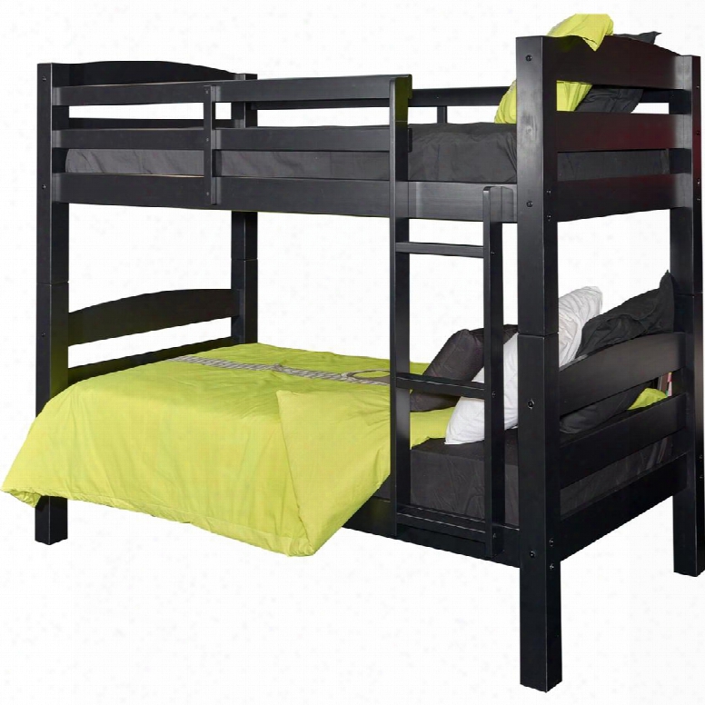 Powell Levi Collection D1027y16b 80" Twin Over Twin Bunk Bed With Built-in Heavy Ladder Detachable Frame And Pine Wood In