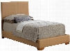 G1860-TB-UP Twin Size Panel Bed with Wood Construction and Faux Leather Upholstery in Tan