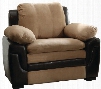 G288-C 40" Armchair with Removable Backs Wood Frame Microfiber and Faux Leather Upholstery in Saddle