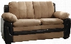 G288-L 60" Loveseat with Removable Backs Wood Frame Microfiber and Faux Leather Upholstery in Saddle