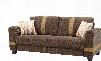 G339-S 81" Sofa with Pocketed Coil Foam Encased Seat Cushions Throw Pillows and Fabric Upholstery in Brown and Beige