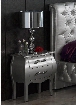 Lorena Collection i2087 20" Nightstand with 2 Drawers Metal Handles Apron and Wood Construction in Silver