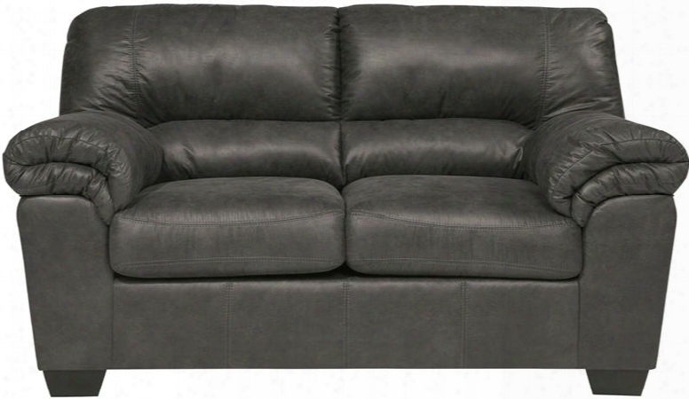 Signature Design By Ashley Bladen Fsd-1209ls-sla-gg 69" Loveseat With Plush Upholstered Arms Loose Seat Cushions Pillow Back Cushions And Faux Leather