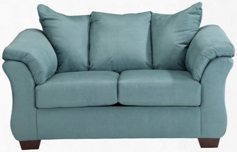 Signature Design By Ashley Darcy Fsd-1109ls-sky-gg 67" Loveseat With Plush Upholstered Arms Loose Seat Cushions And Microfiber Upholstery In Sky Blue