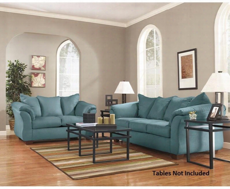 Signature Design By Ashley Darcy Fsd-1109set-sky-gg 2 Pc Living Room Set With Sofa + Loveseat In Sky Blue