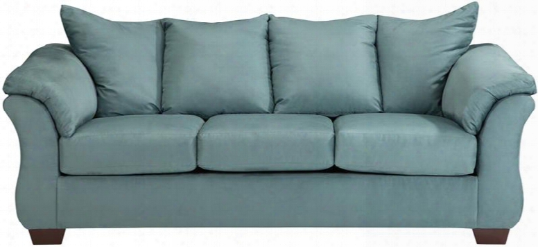 Signature Design By Ashley Darcy Fsd-1109so-sky-gg 90" Sofa  With Plush Upholstered Arms Loose Seat Cushions And Microfiber Upholstery In Sky Blue