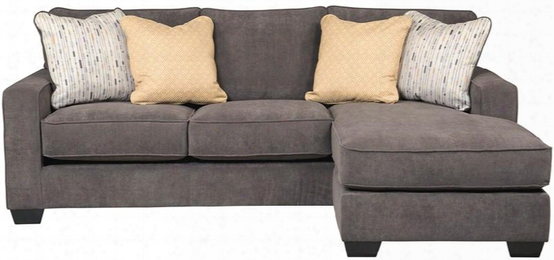 Signature Design By Ashley Hodan Fsd-7979sofch-mbl-gg 93" Sofa Chaise With Toss Pillows Pillow Back Cushions Loose Seat Cushions And Microfiber Upholstery In