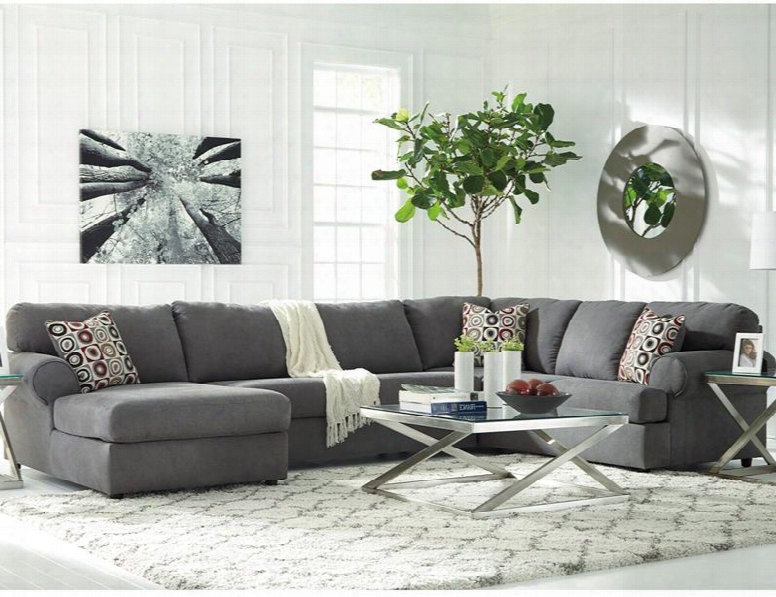 Signature Design By Ashley Jayceon Fsd-6499sec-3rafs-stl-gg 3 Pc Sectional With Right Arm Facing Sofa Left Arm Fscing Chaise Toss Pillows Loose Seat