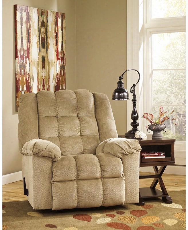 Signatur Design By Ashley Ludden Fsd-6199rec-snd-gg 40" Rocker Reclinerr In The Opinion Of Bustle Back Cushions Push Button Recline Infinite Reclining Positions And Twill