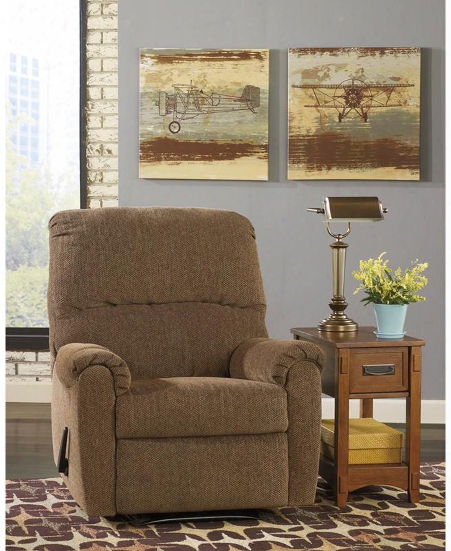 Signature Design By Ashley Pranit Fsd-7869rec-hug-wal-gg 35" Recliner With Wall Hugger Design Lever Recliner Plush Pillow Back And Chenille Upholstery In
