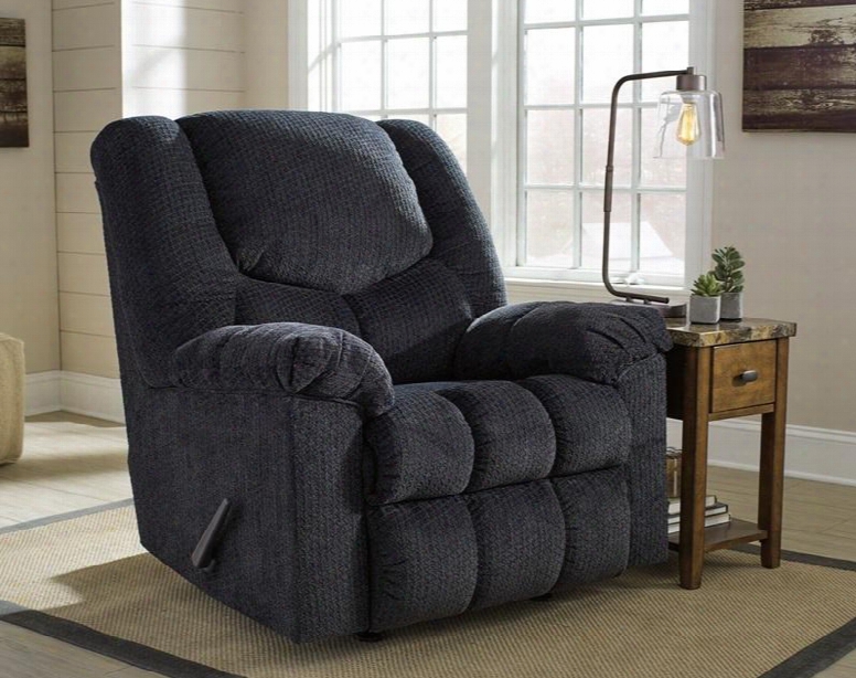 Signature Design By Ashley Turbopprop Fsd-1459rec-sla-gg 40" Rocker Recliner With Plush Pillow Back Rocker Feature Lever Recliner Metal Frame And Fabric