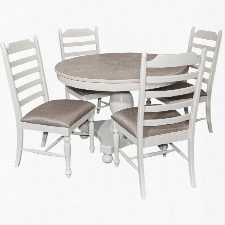 Slater Collection D1032d16r 5-piece Dining Room Set With Round Dining Table And 4 Side Chairs In