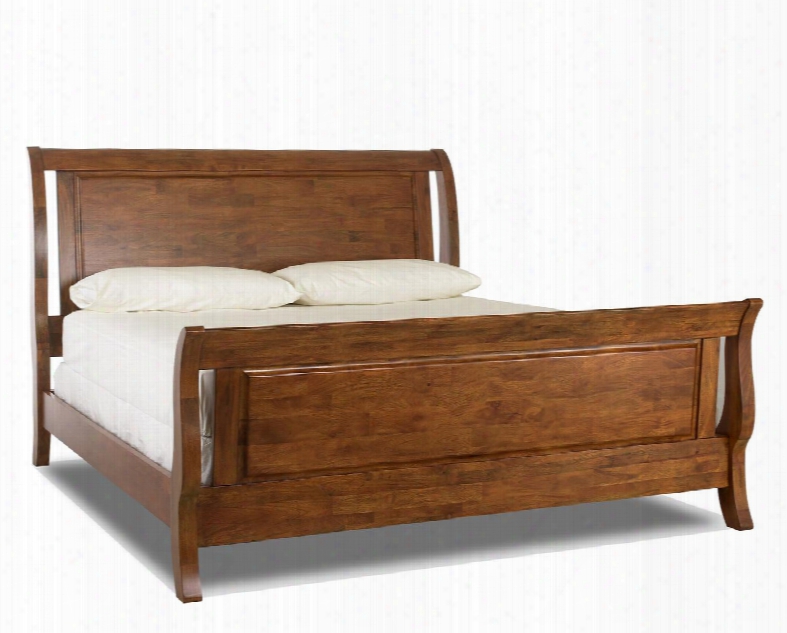 Urban Craftsmen Collection 340-066-kbed 98" King Bed With Sleigh Headboard Solid Mango Wood Construction And Molding Details In