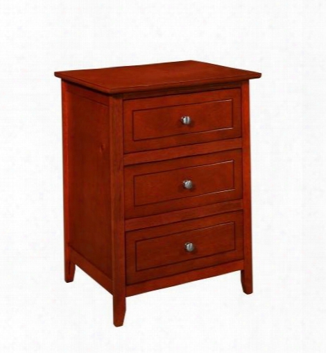 Verona Collection G1322-n-1200 25" Nightstand With 3 Drawers Nickel Hardware Tapered Legs Wood Solids And Veneer Materials In Light Cherry