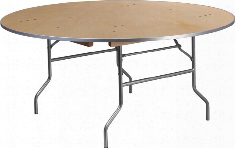 Xa-66-birch-m-gg 66" Folding Banquet Table With Birchwood Hardwood Surface Aluminum Edge Band And Quadruple Coated Polyurethane Varnish Top And Powder Coated