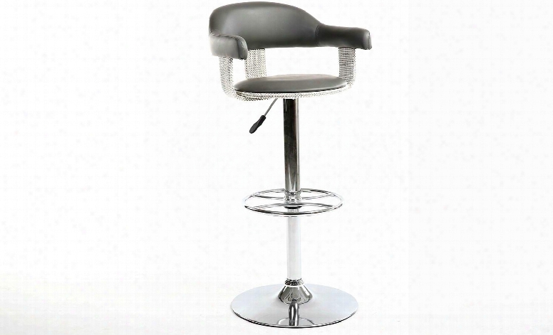 1386-as-gry 42" Stool With Chrome Pedestal Base Pneumatic Gas Lift And Pu Upholstery In