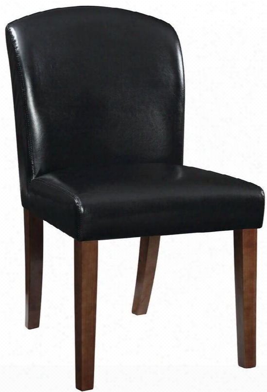 190133 38" Dining Chair With Lumbar Support Tapered Legs Black Leatherette Upholstery Hardwood And Birch Veneers Material In Dark Brown