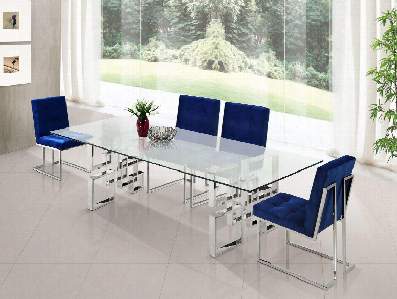 Alexis Collection Mer5pcrecdh4blukit2 5-piece Dining Room Sets With Rectangular Dining Table And 4x Blue Dining Chairs In