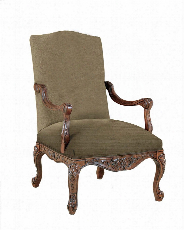 Amadore 3470dp-28229 Accent Chair With Distressed Pecan Finish Carved Detailing And Double Cording Details In Natural