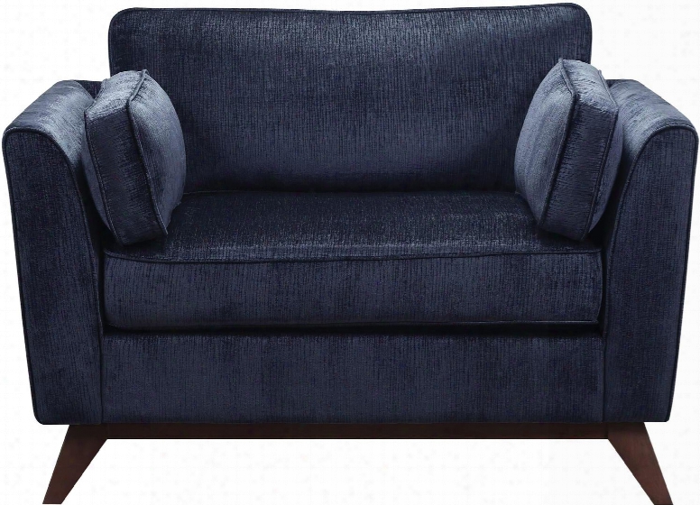 Amsterdam Collection 505526 52" Chair And A Half With Mid-century Modern Flair Flared Arms Dark Brown Tapered Legs And Fabric Upholstery In Midnight