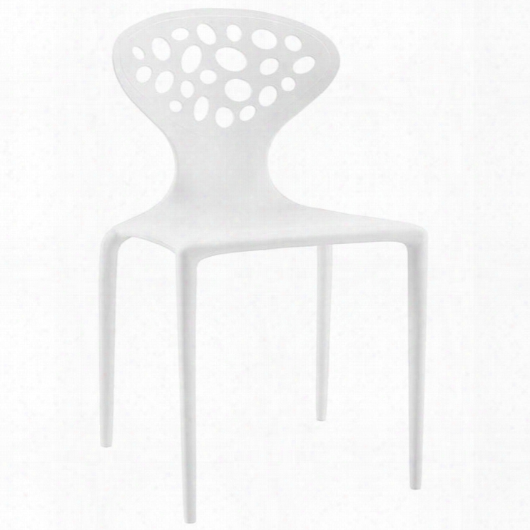 Animate Collection Eei-1702-whi 18" Side Chair With Tapered Legs And Molded Plastic Material In White