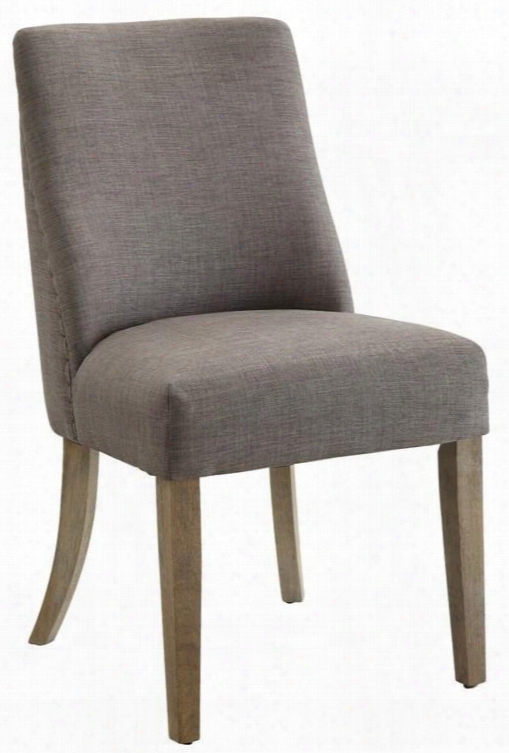 Antonelli Collection 180250 36" Side Chair With French Style Inspired Nail Head Trim Tapered Wood Legs And Fabric Upholstery In Grey