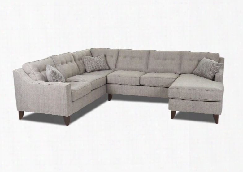 Audrina Collection K31600l-u-shapedsect-ds-kd 120" Sectional With Taperrd Legs Sloped Track Arms And Button Tufts In Dame