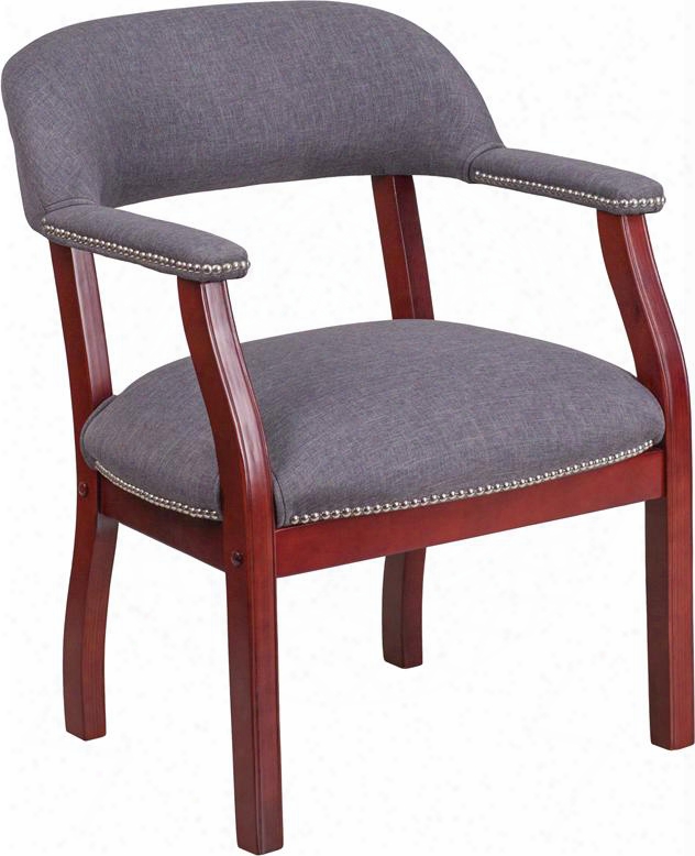 B-z105-gy-gg 31" Conference Chair With Nail Head Trim Contoured Cushions And Solid Hardwood Frame In Gray