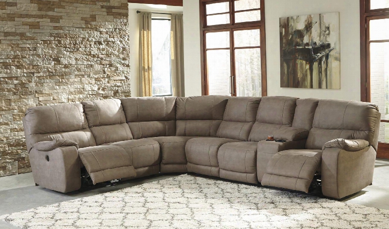 Bohannon Collection 57403-90-46-77-46-63 5-piece Sectional Sofa With Right Arm Reclining Loveseat With Console 2 Armless Chairs Wedge And Left Arm Reclining