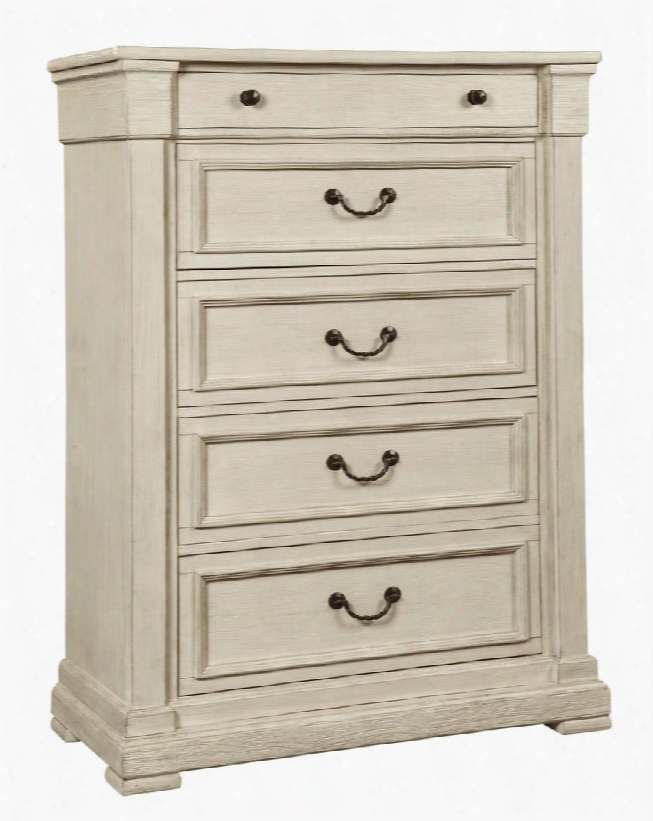 Bolanburg Collection B647-46 40" 5-drawer Chest With Felt-lined Top Drawer Metal Ball-bearing Glides And Break-front Pilaster Details In Antique