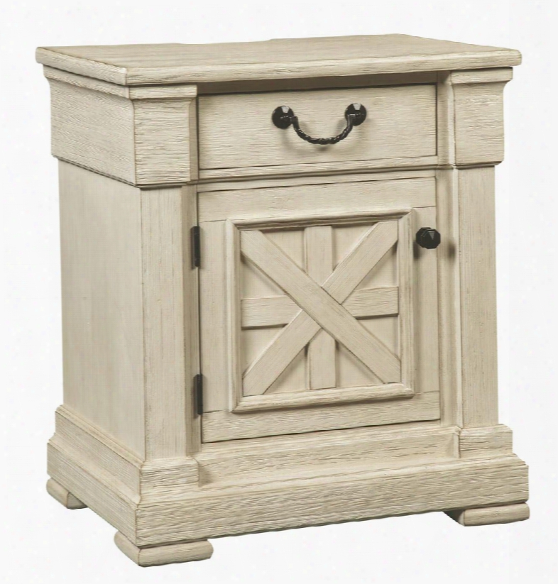 Bolanburg Collection B647-91 25" Night Table With Felt-lined Top Drawer Metal Ball-bearing Glides And Break-front Pilaster Details In Antique