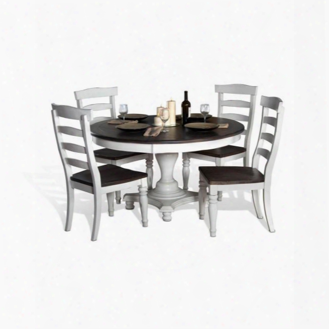 Bourbon Country Collection 1014fcdt4c 5-piece Dining Room Set With Round Dining Table And 4 Chairs In French Country