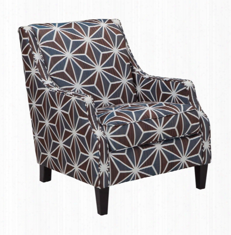 Brise Collection 8410221 30" Accent Chair With Geometric Pattern Sloping Track Arms And Tapered Legs In