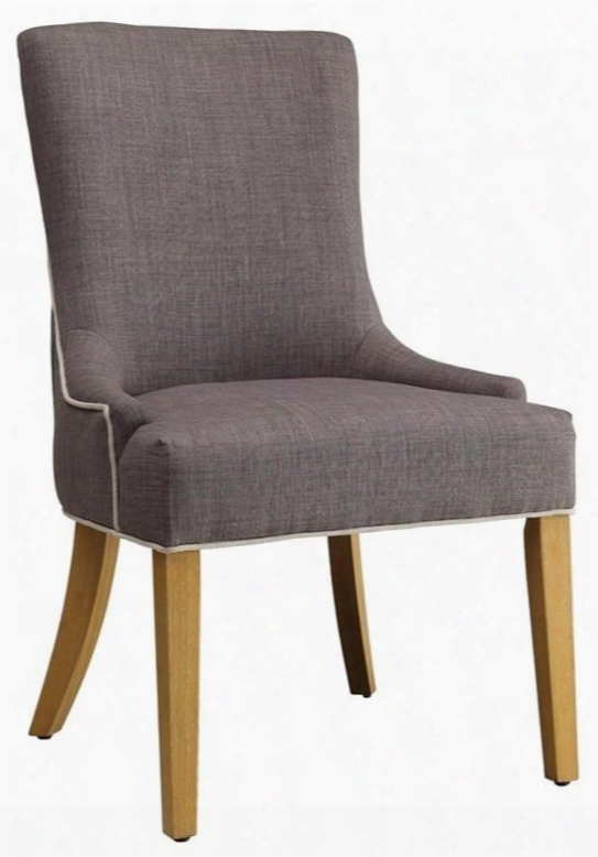 Caprice Collection 104566 38" Side Chair With Piped Stitching Tapered Legs Wood Construction And Fabric Upholstery In Grey And White