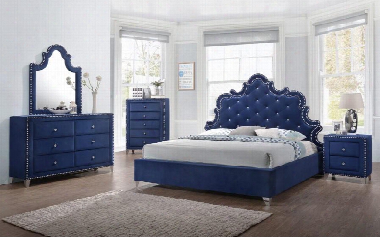 Caroline Collection Carolinekpbdm2nc 6-piece Bedroom Set With King Panel Bed Dressre Mirror 2 Nightstands And Chest In