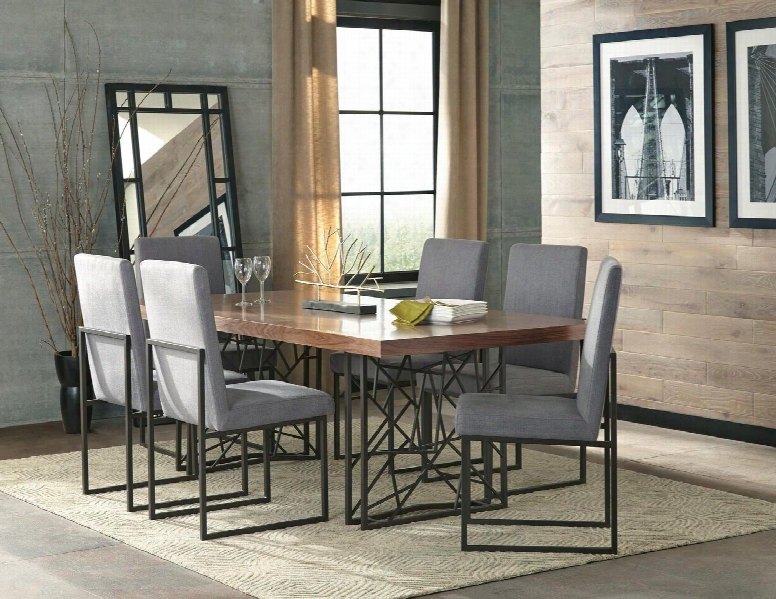 Chancelor Collection 107381ct 7 Pc Dining Room Set With Dining Table + 6 Side Chairs In Grey And Walnut