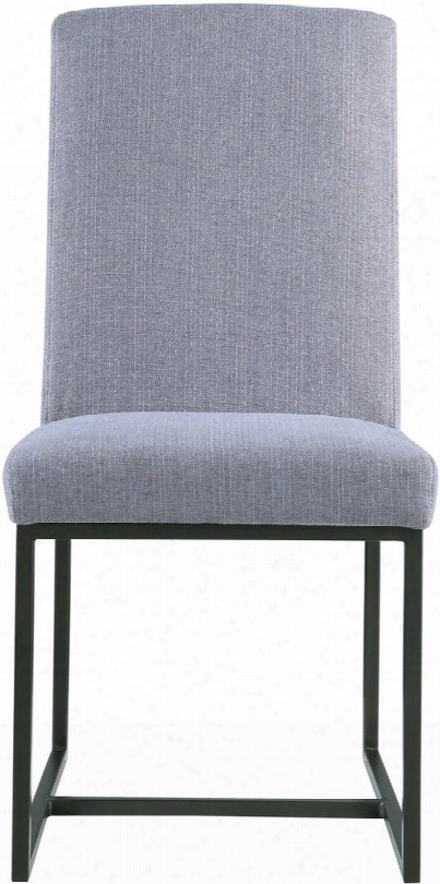 Chancelor Collection 107383 40" Floating Side Chair With Dark Bronze Metal Legs And Soft Linen-like Fabric Upholstery In Grey