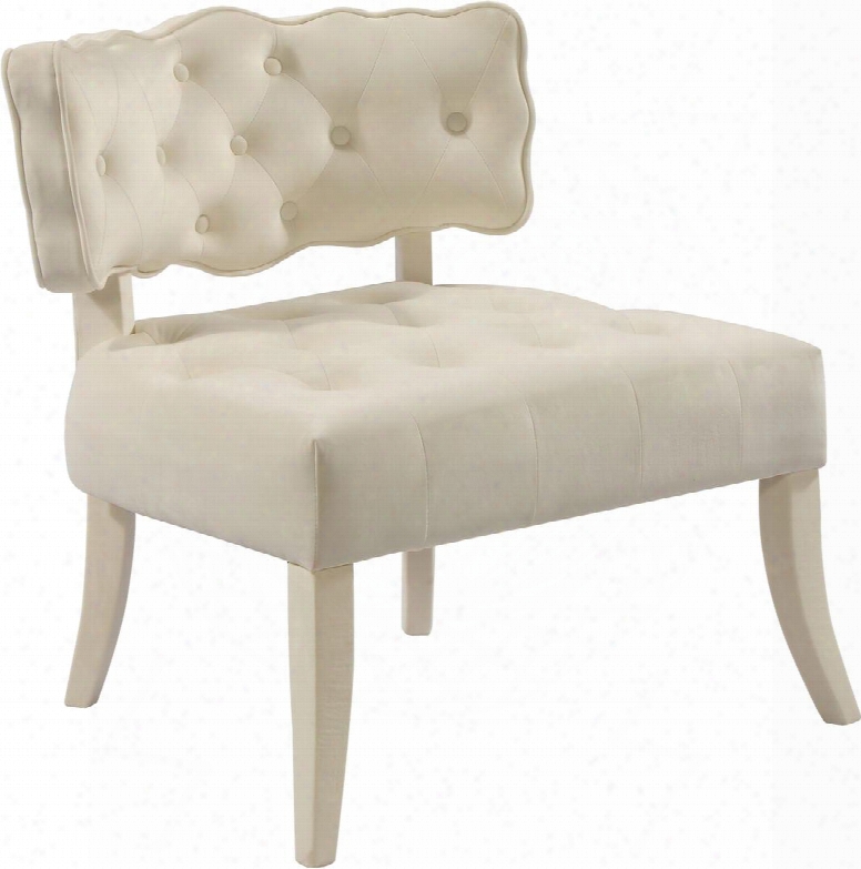 Charlotte Collection 545cream 31" Accent Chair With Velvet Upholstery Deep Tufted Cushion Upholstered Legs And Transitional Style In