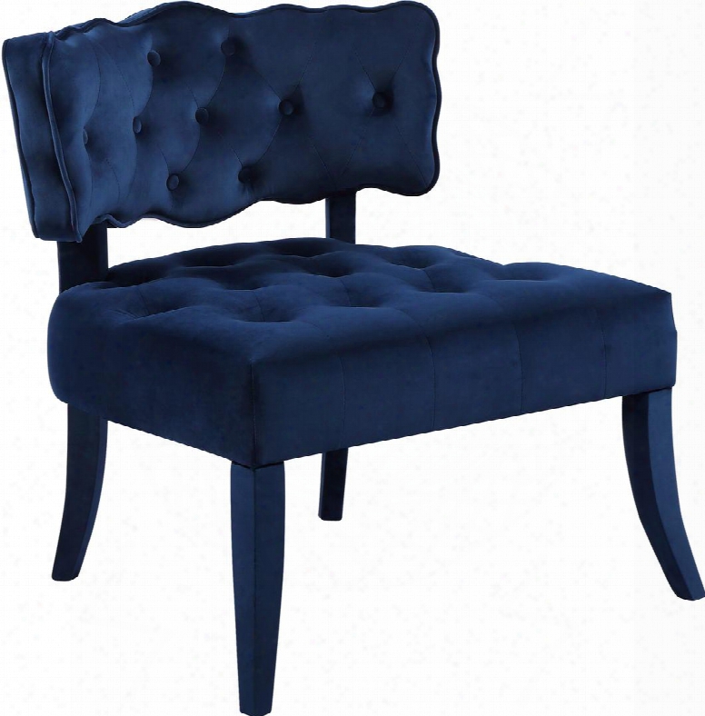 Charlotte Collection 545navy 31" Accent Chair With Velvet Upholstery Deep Tufted Cushion Upholstered Legs And Transitional Style In
